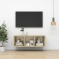 Armadietto a Parete per TV Rovere Sonoma 37x37x107cm Truciolato Armadietto a Parete per TV Rovere Sonoma 37x37x107cm Truciolato