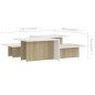 Tavolini 2 pz Sonoma e Bianco 111,5x50x33 cm in Multistrato Tavolini 2 pz Sonoma e Bianco 111,5x50x33 cm in Multistrato
