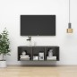 Armadietto a Parete per TV Grigio Lucido 37x37x107cm Truciolato Armadietto a Parete per TV Grigio Lucido 37x37x107cm Truciolato