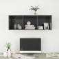 Armadietto a Parete per TV Grigio Lucido 37x37x107cm Truciolato Armadietto a Parete per TV Grigio Lucido 37x37x107cm Truciolato
