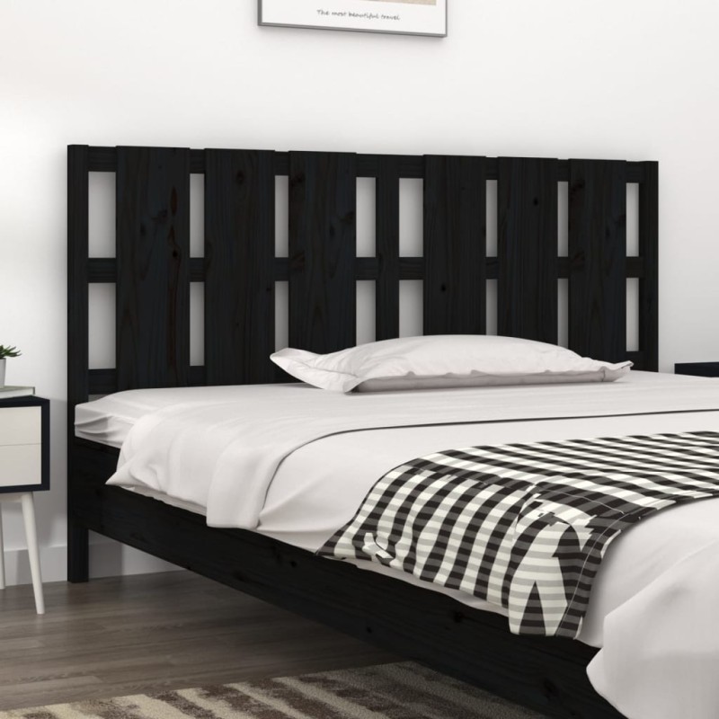 Testiera Letto Nera 165,5x4x100 cm in Legno Massello di Pino Testiera Letto Nera 165,5x4x100 cm in Legno Massello di Pino