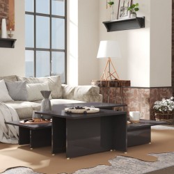 Tavolini 2 pz Grigio Lucido 111,5x50x33 cm in Legno Multistrato