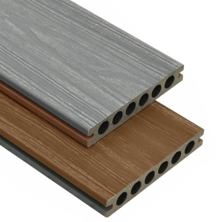 Listoni Decking WPC con Accessori Marroni e Grigi 16 m² 2,2 m