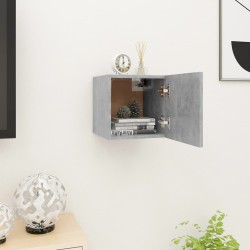 Armadietto a Parete per TV Grigio Cemento 30,5x30x30 cm