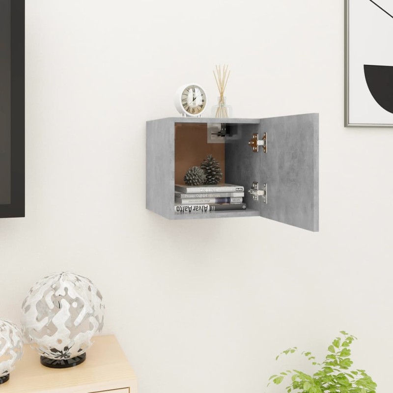 Armadietto a Parete per TV Grigio Cemento 30,5x30x30 cm