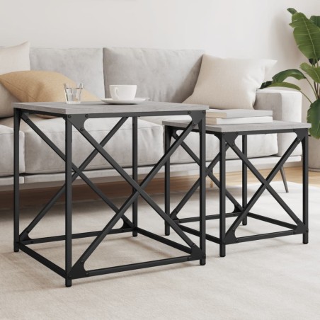 vidaXL Tavolini Salotto Impilabili 2pz Grigio Sonoma Legno Multistrato