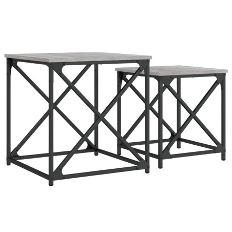 vidaXL Tavolini Salotto Impilabili 2pz Grigio Sonoma Legno Multistrato