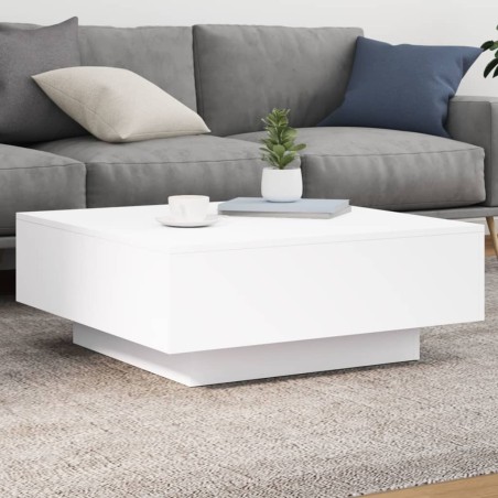 vidaXL Tavolino da Soggiorno con Luci LED Bianco 80x80x31 cm