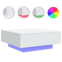 vidaXL Tavolino da Soggiorno con Luci LED Bianco 80x80x31 cm