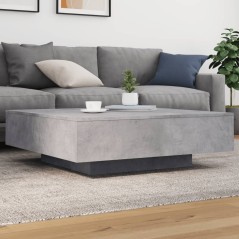 vidaXL Tavolino da Soggiorno con Luci LED Grigio Cemento 100x100x31 cm
