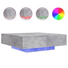 vidaXL Tavolino da Soggiorno con Luci LED Grigio Cemento 100x100x31 cm
