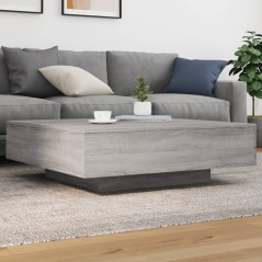 vidaXL Tavolino da Soggiorno con Luci LED Grigio Sonoma 100x100x31 cm