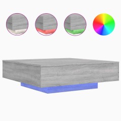 vidaXL Tavolino da Soggiorno con Luci LED Grigio Sonoma 100x100x31 cm