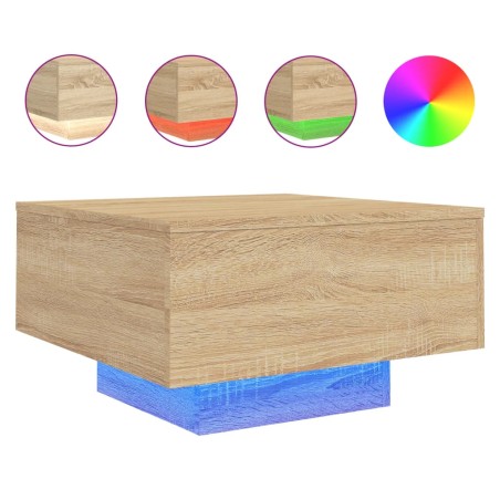 vidaXL Tavolino da Soggiorno con Luci LED Rovere Sonoma 55x55x31 cm
