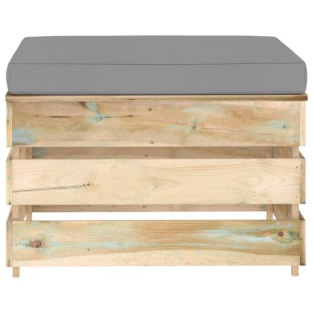 Ottomana Modulare con Cuscino in Legno Impregnato Verde