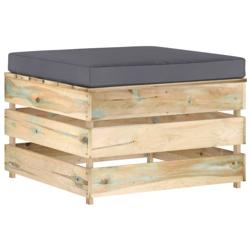vidaXL Ottomana Modulare con Cuscino in Legno Impregnato Verde vidaXL Ottomana Modulare con Cuscino in Legno Impregnato Verde