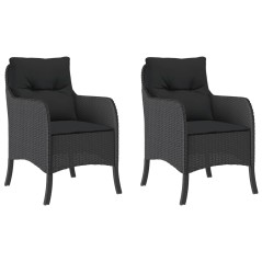 vidaXL Sedie da Giardino con Cuscini 2 pz Nere in Polyrattan