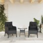 vidaXL Sedie da Giardino con Cuscini 2 pz Nere in Polyrattan