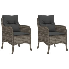 vidaXL Sedie da Giardino con Cuscini 2 pz Grigie in Polyrattan