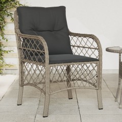 vidaXL Sedie da Giardino con Cuscini 2 pz Grigio Chiaro in Polyrattan