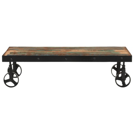 vidaXL Tavolino Salotto con Ruote Legno Massello Recupero 100x55x26 cm