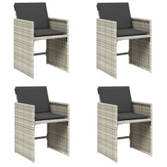 vidaXL Sedie da Giardino con Cuscini 4 pz Grigio Chiaro in Polyrattan