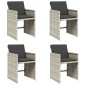 vidaXL Sedie da Giardino con Cuscini 4 pz Grigio Chiaro in Polyrattan