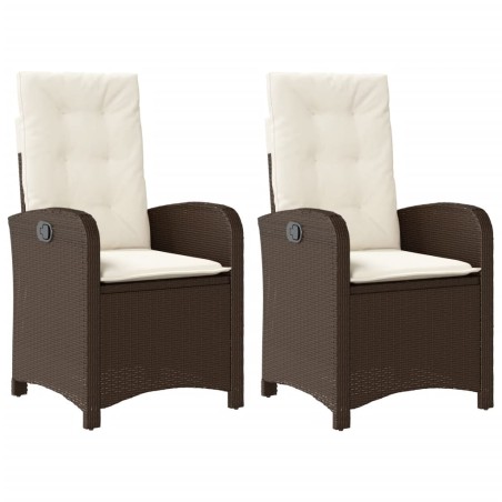 vidaXL Sedie Reclinabili Giardino 2pz con Cuscini Marrone Polyrattan