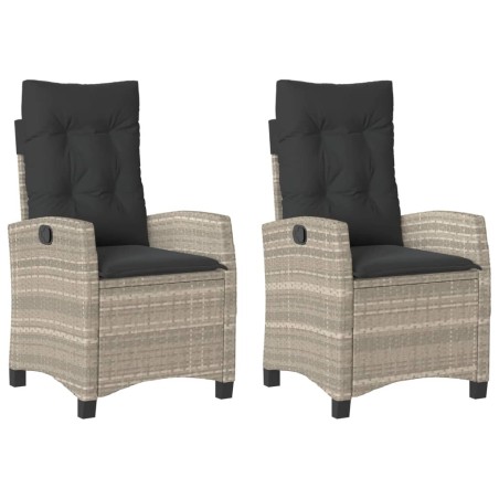 vidaXL Sedie Reclinabili Giardino 2pz Cuscini Grigio Chiaro Polyrattan