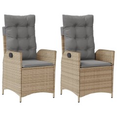 vidaXL Sedie Reclinabili Giardino 2pz Cuscini Beige Misto Polyrattan