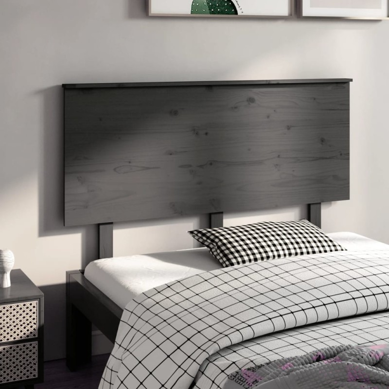 Testiera per Letto Grigia 124x6x82,5 cm Legno Massello di Pino Testiera per Letto Grigia 124x6x82,5 cm Legno Massello di Pino