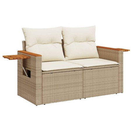 vidaXL Divano da Giardino con Cuscini a 2 Posti Beige in Polyrattan