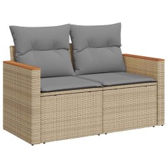 vidaXL Divano da Giardino con Cuscini a 2 Posti Beige in Polyrattan