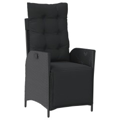 vidaXL Sedia Reclinabile da Giardino con Poggiapiedi Nera Polyrattan