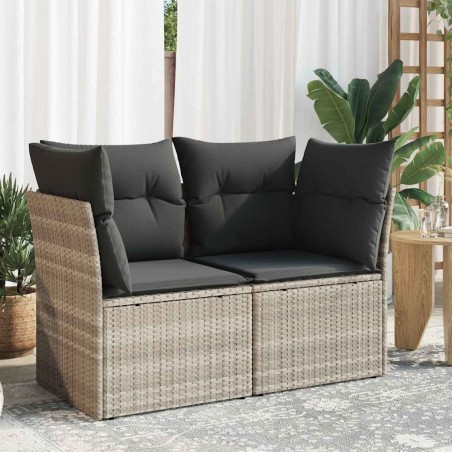 vidaXL Divano da Giardino con Cuscini 2 Posti Grigio Chiaro Polyrattan