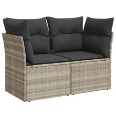 vidaXL Divano da Giardino con Cuscini 2 Posti Grigio Chiaro Polyrattan