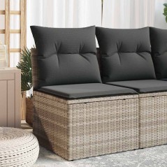 vidaXL Sedia Senza Braccioli con Cuscini Grigio Chiaro in Polyrattan