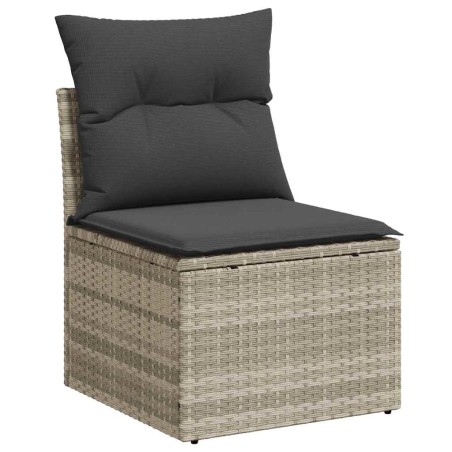 vidaXL Sedia Senza Braccioli con Cuscini Grigio Chiaro in Polyrattan
