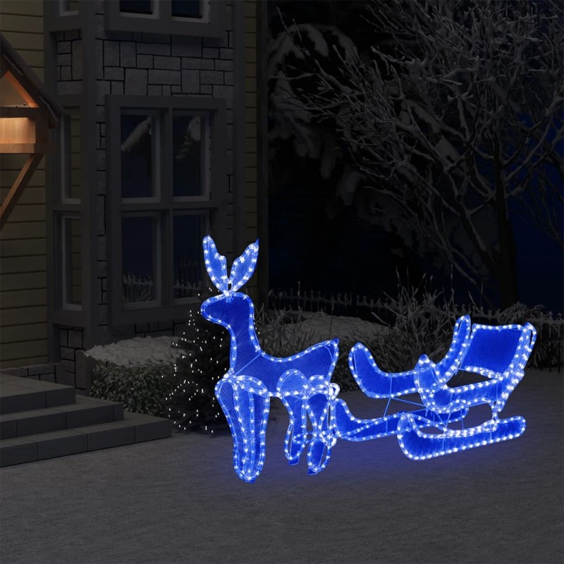 Decorazione Luminosa Natalizia Slitta e Renna con Rete 432 LED Decorazione Luminosa Natalizia Slitta e Renna con Rete 432 LED