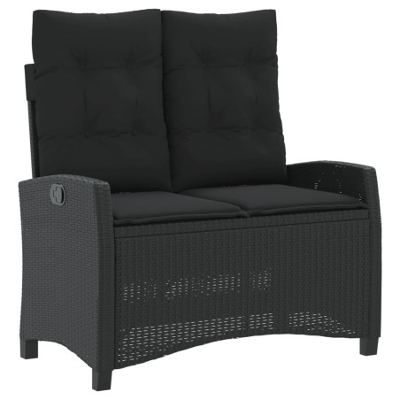 vidaXL Panca Reclinabile da Giardino con Cuscini Nera in Polyrattan