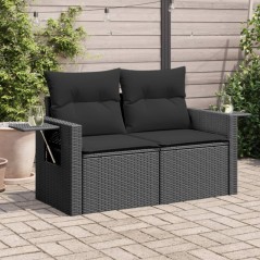 vidaXL Divano da Giardino con Cuscini a 2 Posti Nero in Polyrattan