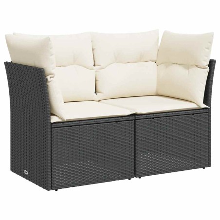 vidaXL Divano da Giardino con Cuscini a 2 Posti Nero in Polyrattan