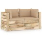 Divano da Giardino 2 Posti con Cuscini Legno Impregnato Verde Divano da Giardino 2 Posti con Cuscini Legno Impregnato Verde