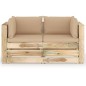 Divano da Giardino 2 Posti con Cuscini Legno Impregnato Verde Divano da Giardino 2 Posti con Cuscini Legno Impregnato Verde