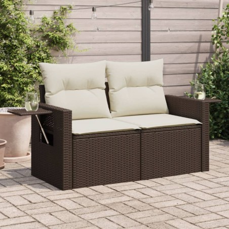 vidaXL Divano da Giardino a 2 Posti con Cuscini in Polyrattan Marrone