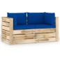 Divano da Giardino 2 Posti con Cuscini Legno Impregnato Verde