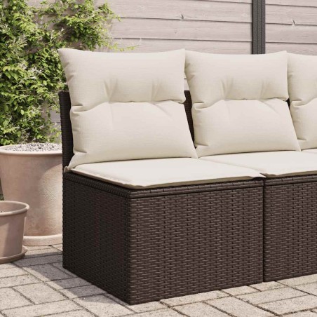 vidaXL Divano Giardino Senza Braccioli con Cuscini Polyrattan Marrone
