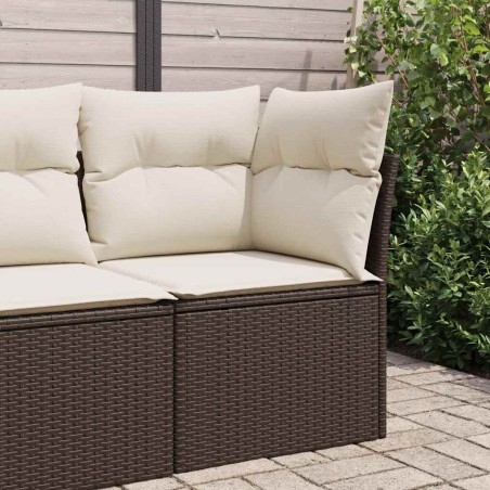 vidaXL Divano Angolare da Giardino con Cuscini in Polyrattan Marrone