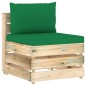 Divano da Giardino 3 Posti con Cuscini Legno Impregnato Verde
