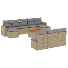 vidaXL Set Divani da Giardino 11 pz con Cuscini Beige in Polyrattan
